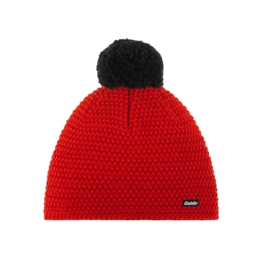 Eisbär Wintermütze Jamie mit Bommel (Pompon) Merinowolle rot/schwarz